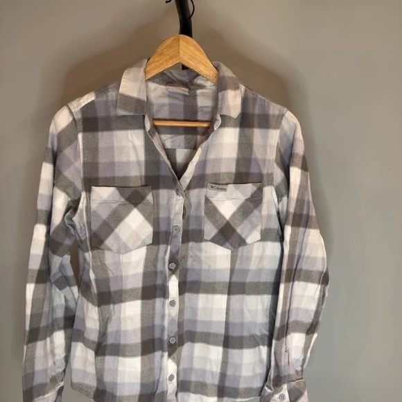 Columbia Other - Columbia Men's Gray & White Plaid Button-Down Shirt